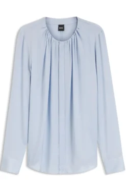 Stretch-silk blouse with gathered details