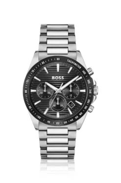Strike Black-dial chronograph watch with H-link bracelet