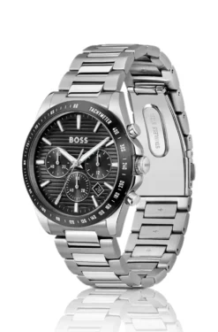Strike Black-dial chronograph watch with H-link bracelet