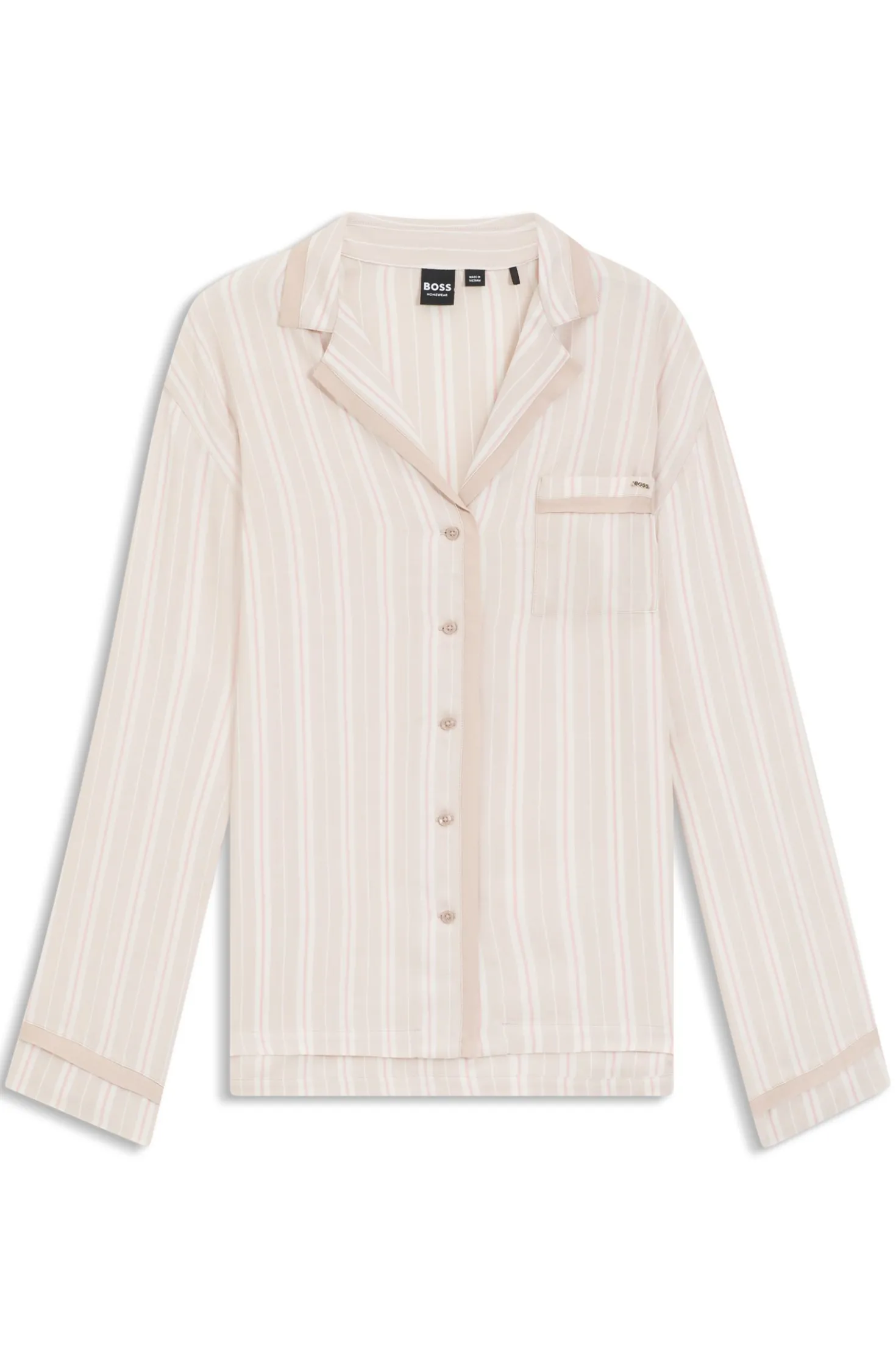 Striped pyjama shirt with logo trim