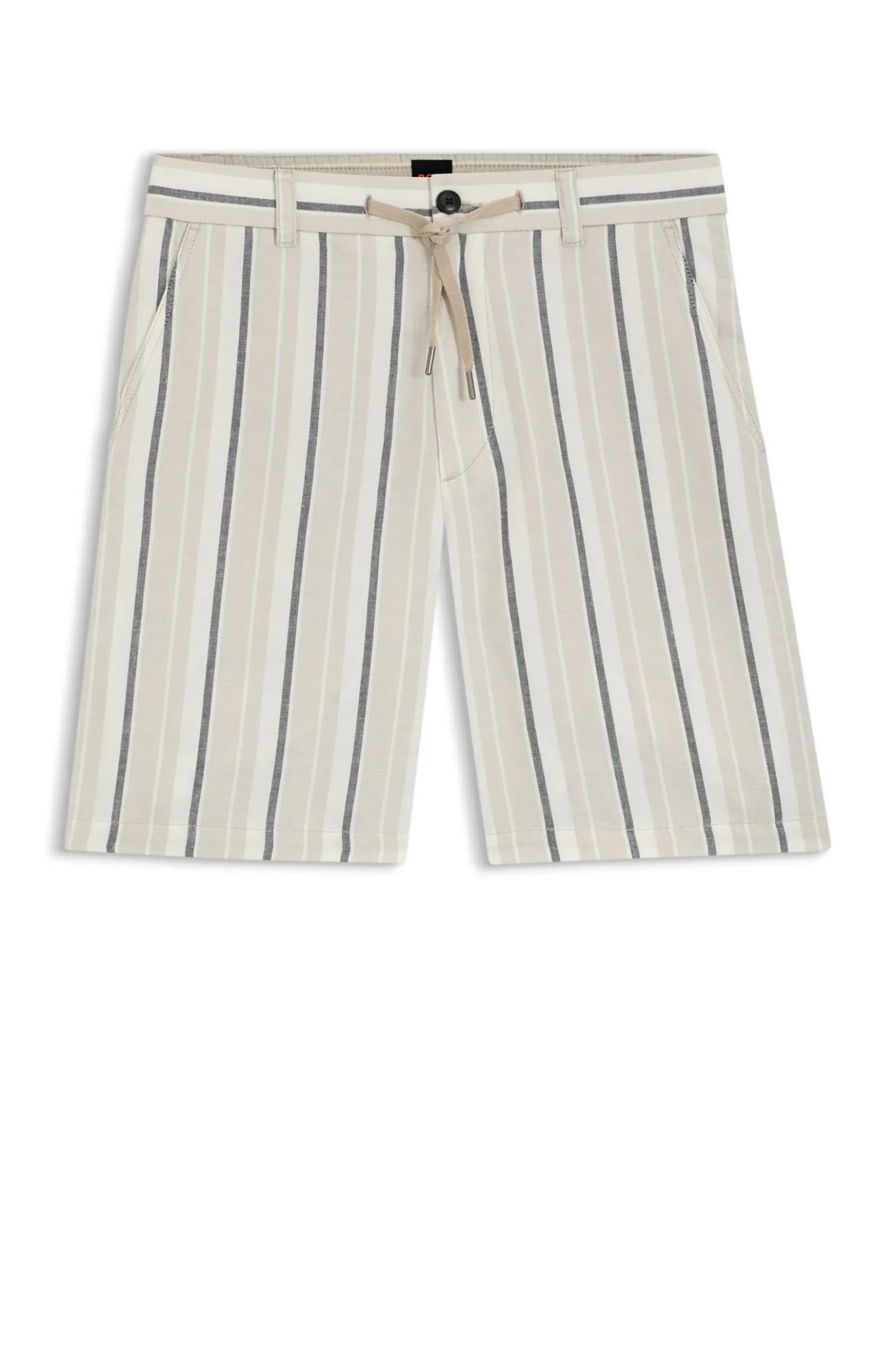 Striped shorts in a linen-cotton blend