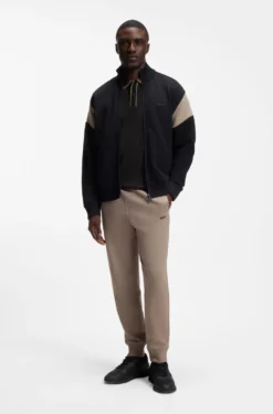 Striped-trim polo shirt in interlock cotton