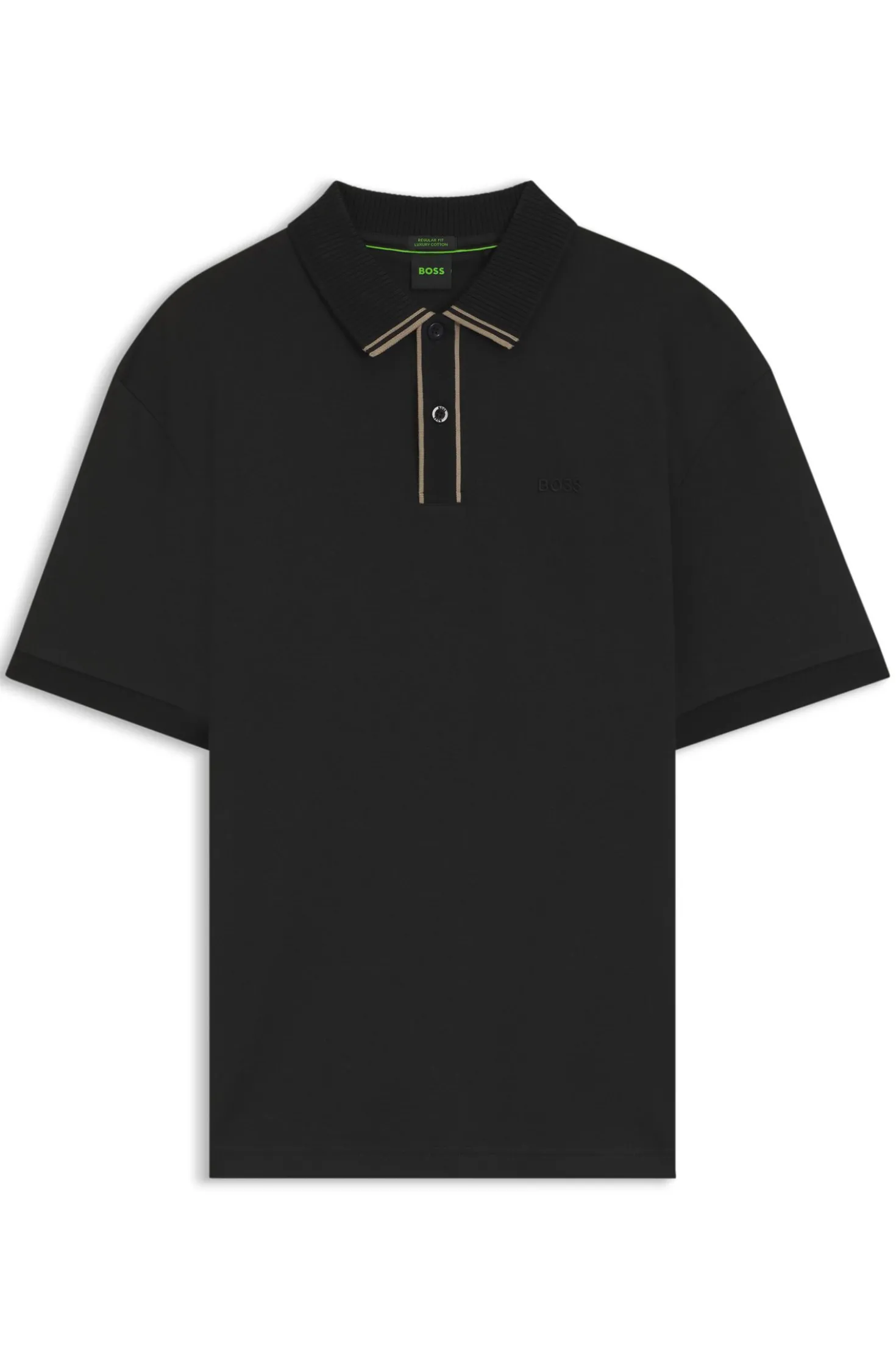 Striped-trim polo shirt in interlock cotton