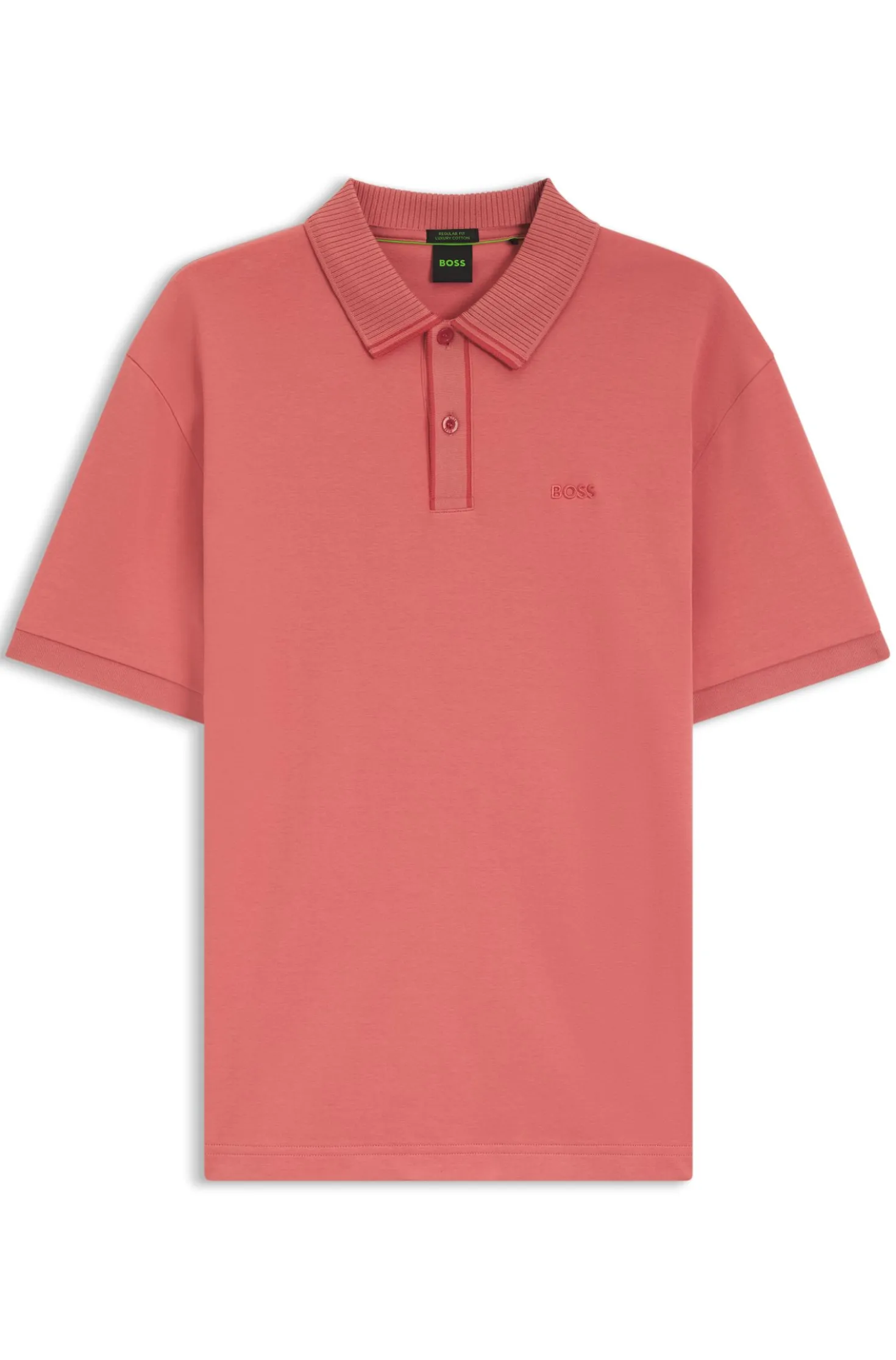 Striped-trim polo shirt in interlock cotton