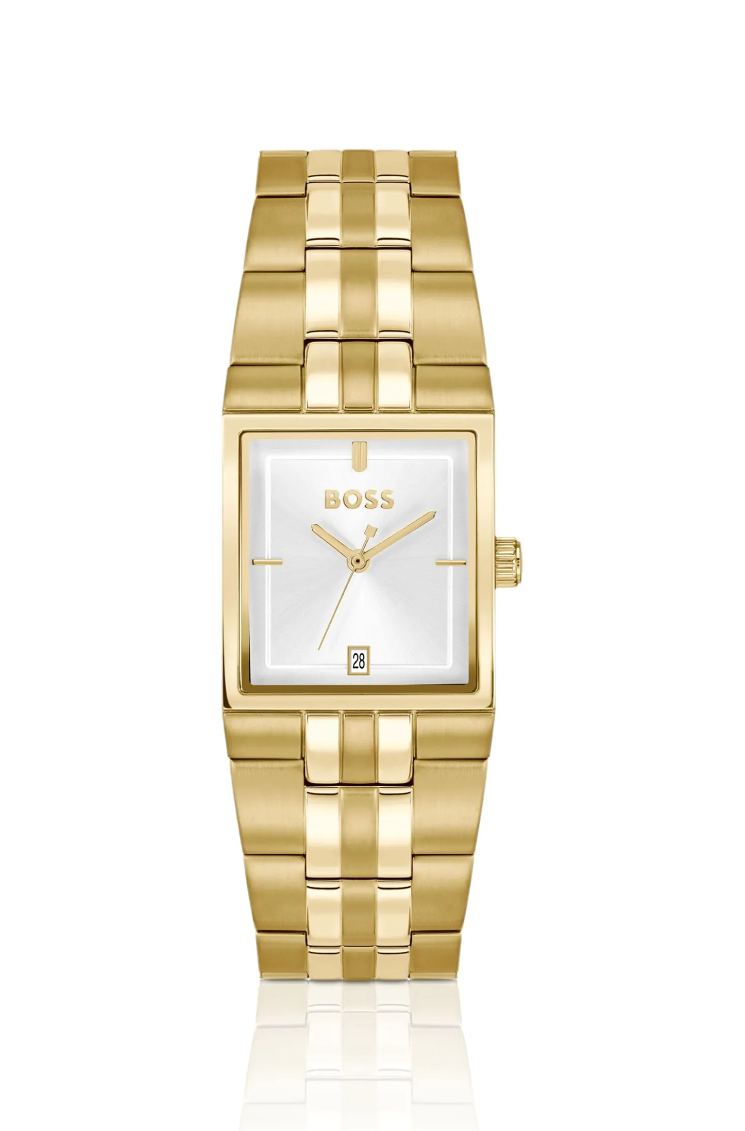 Strivo gold-tone watch with stripe detail