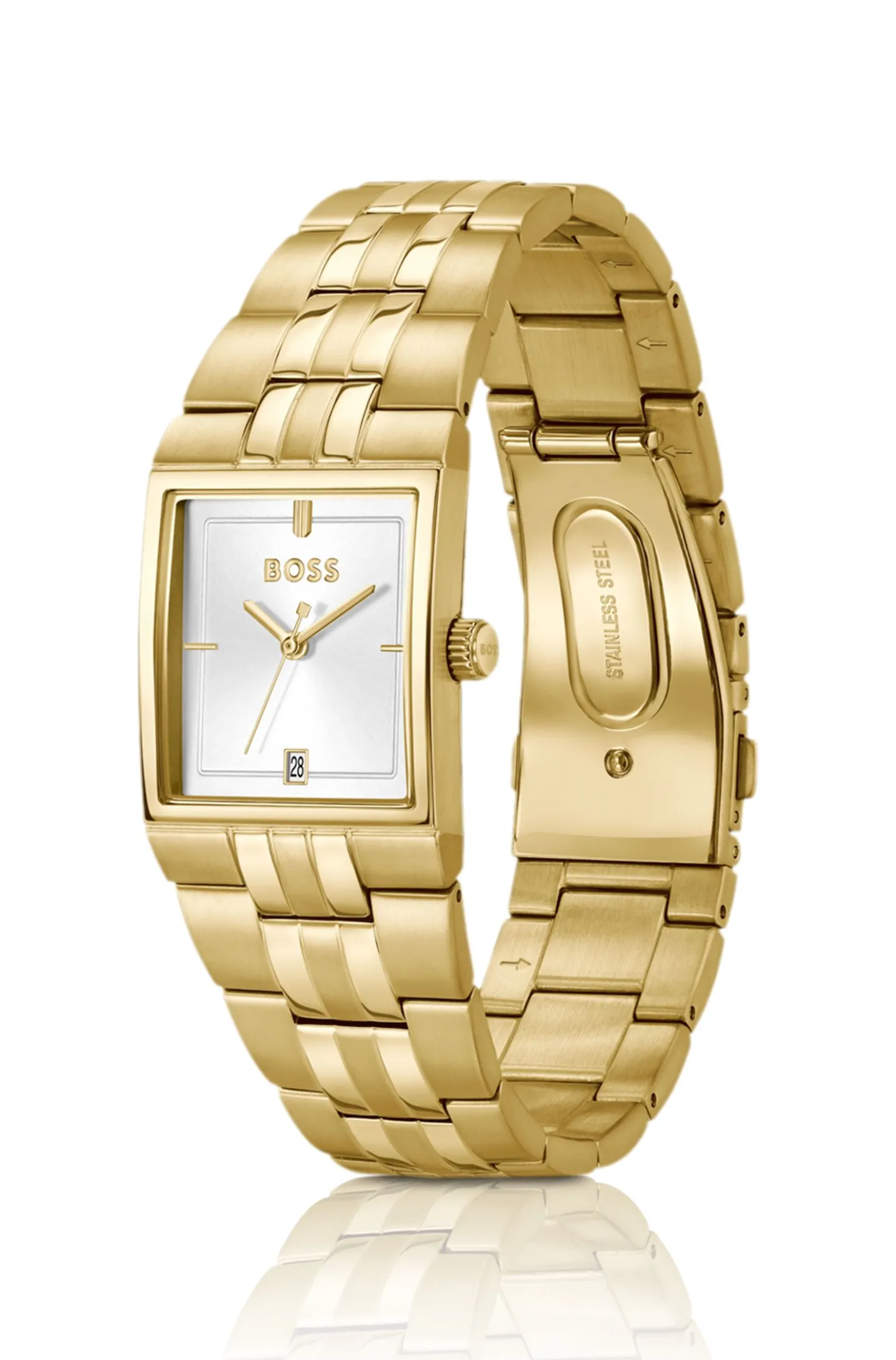 Strivo gold-tone watch with stripe detail