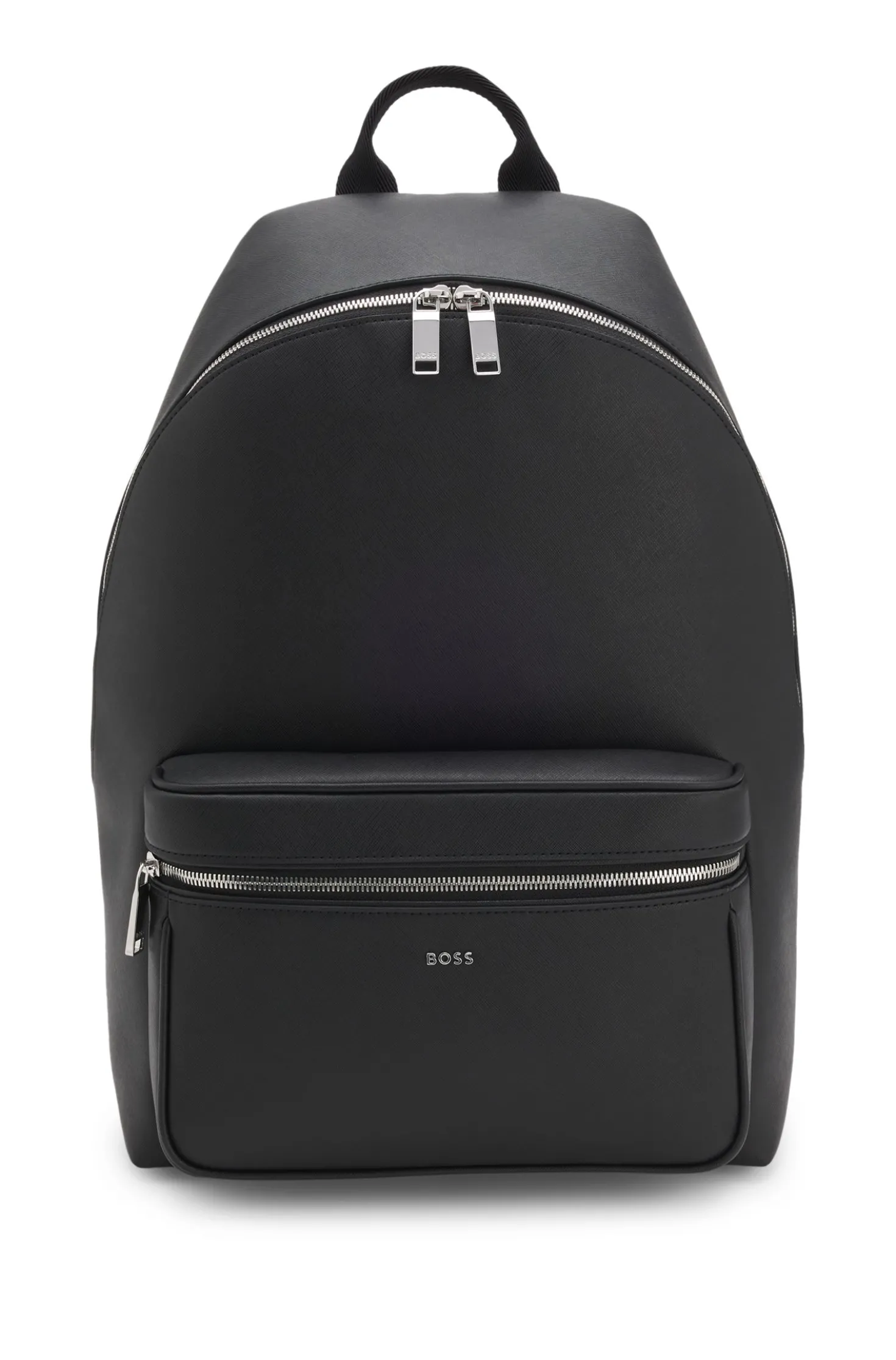 Structured backpack with polished logo lettering