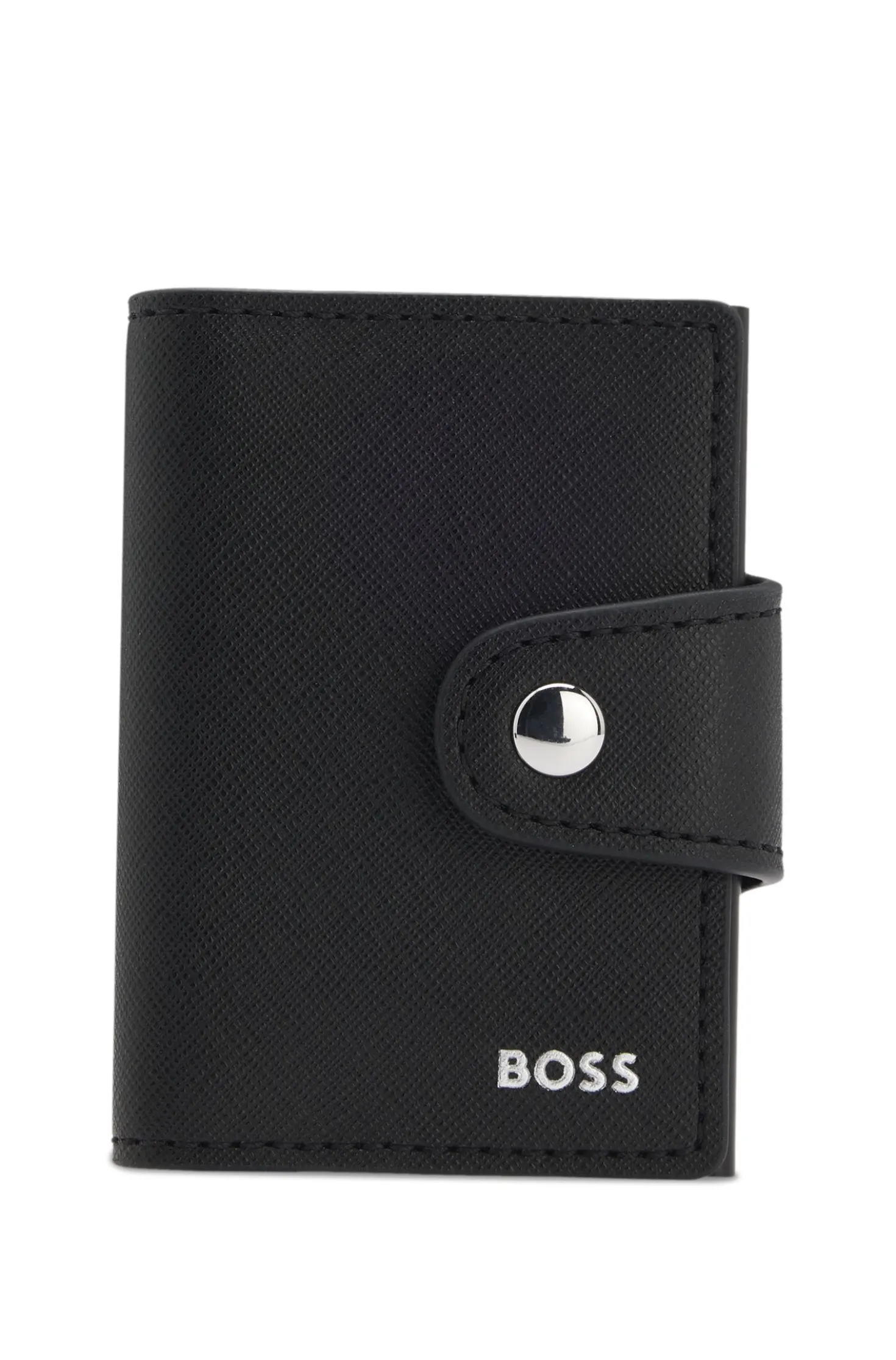 Structured card holder with press-stud closure