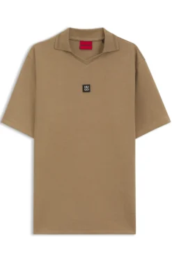 Structured cotton-blend polo shirt with Johnny collar