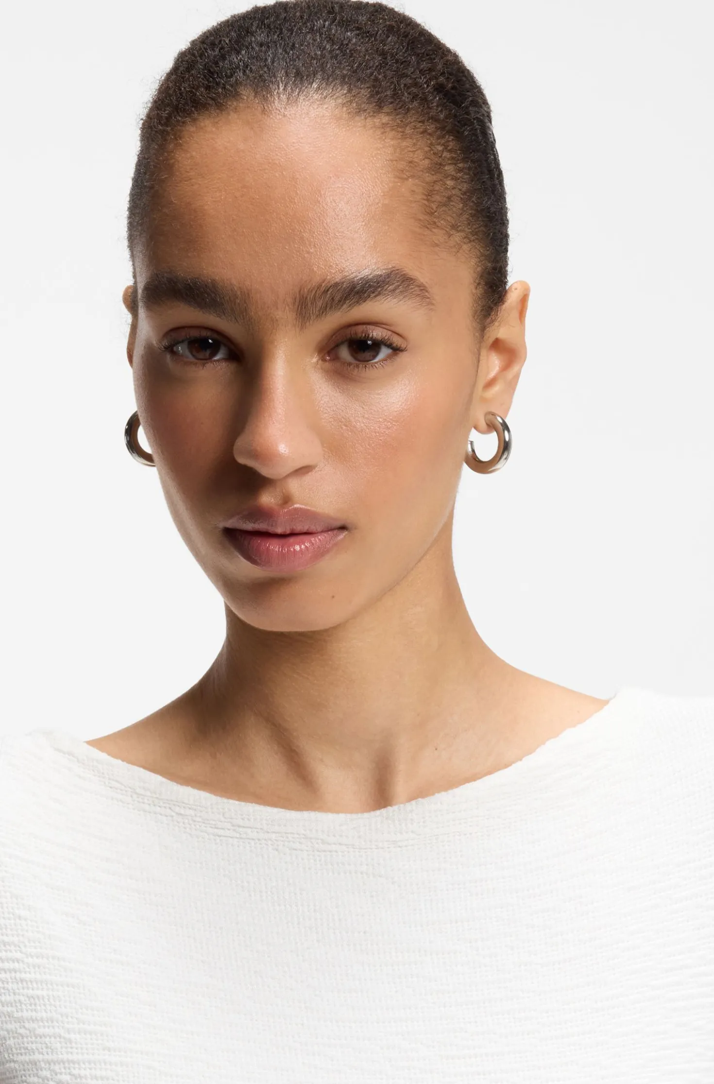 Structured-jersey dress with poplin skirt