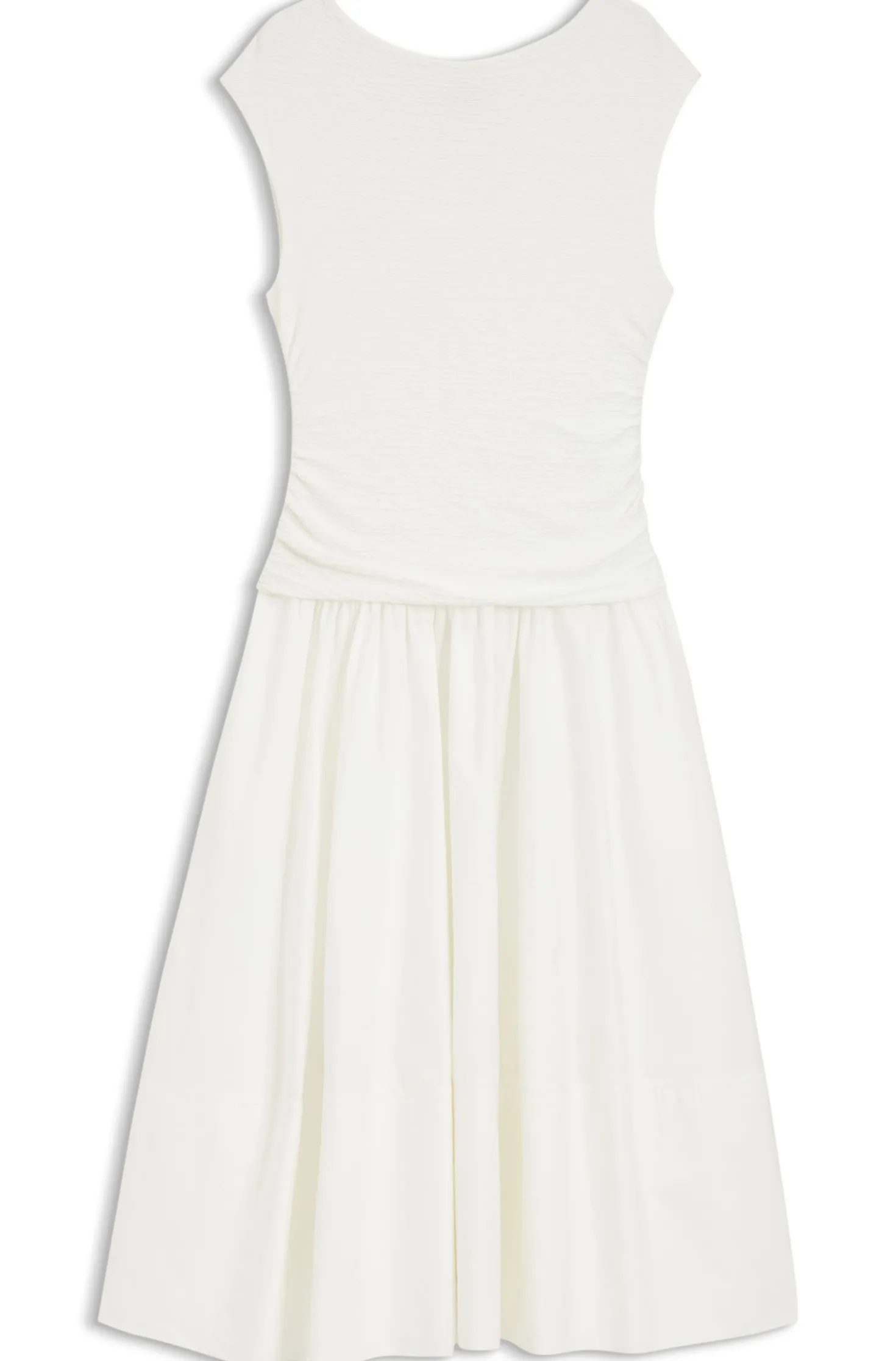 Structured-jersey dress with poplin skirt