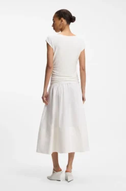 Structured-jersey dress with poplin skirt