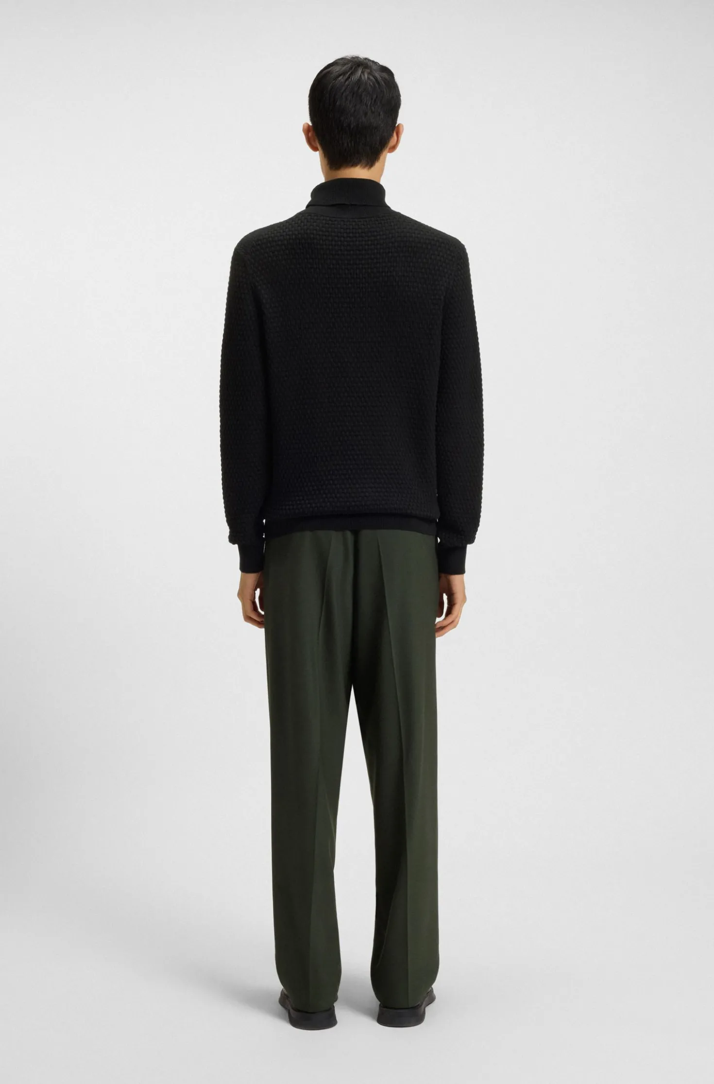 Structured-knit rollneck sweater in cotton