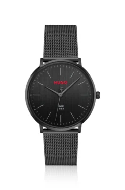 #Style 3H all-black watch with mesh bracelet
