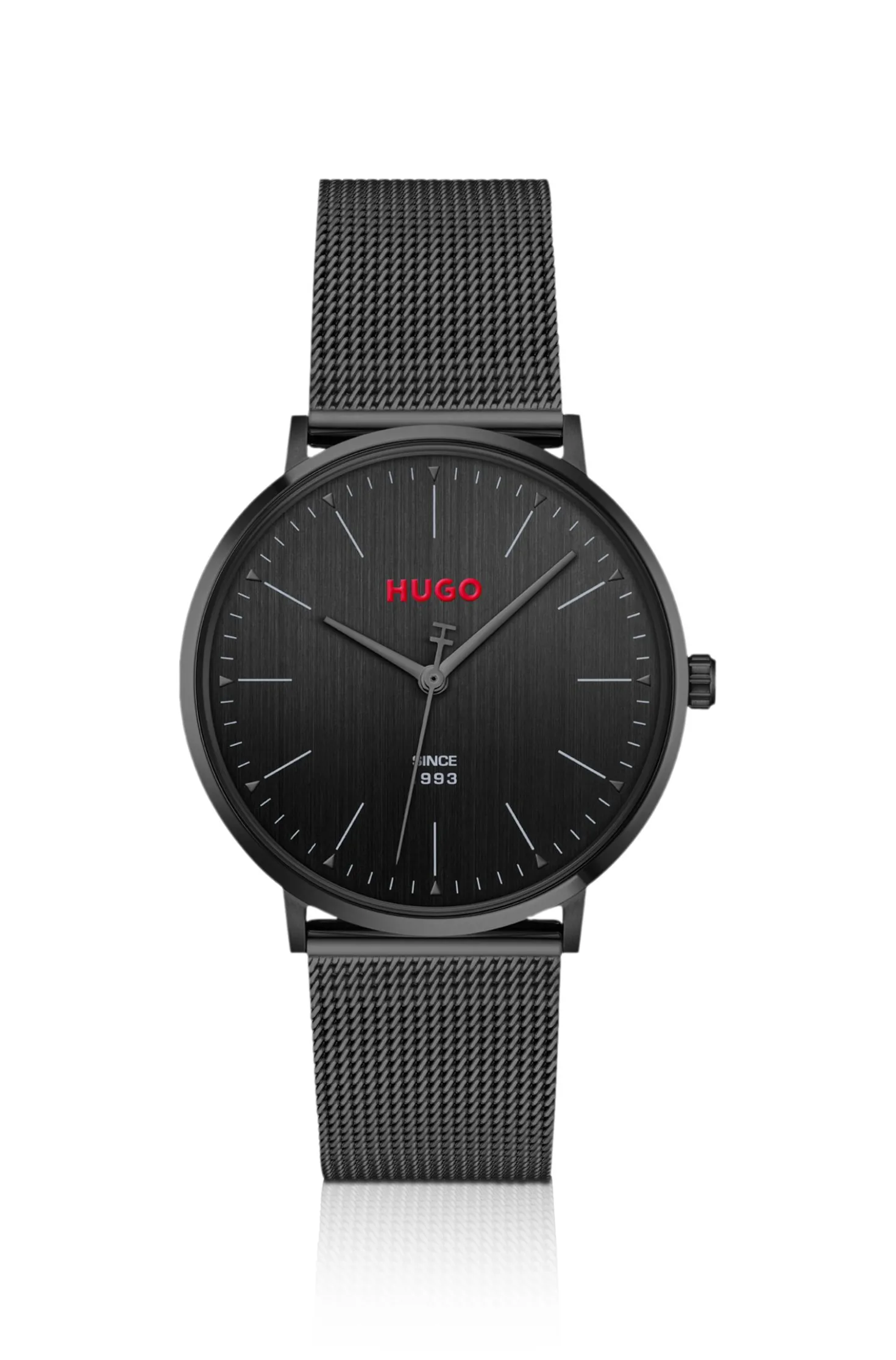 #Style 3H all-black watch with mesh bracelet