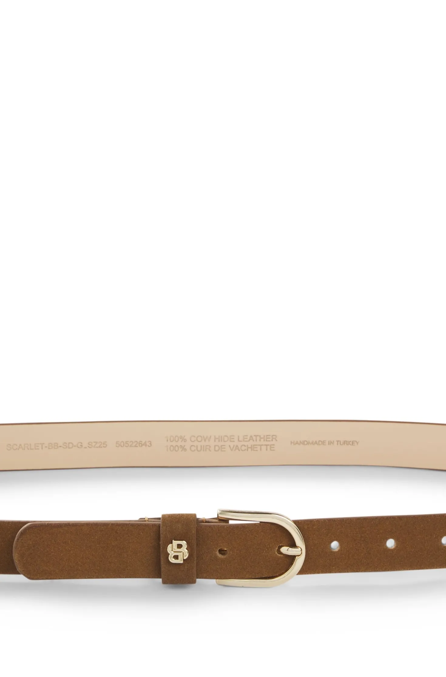 Suede belt with gold-tone Double B monogram