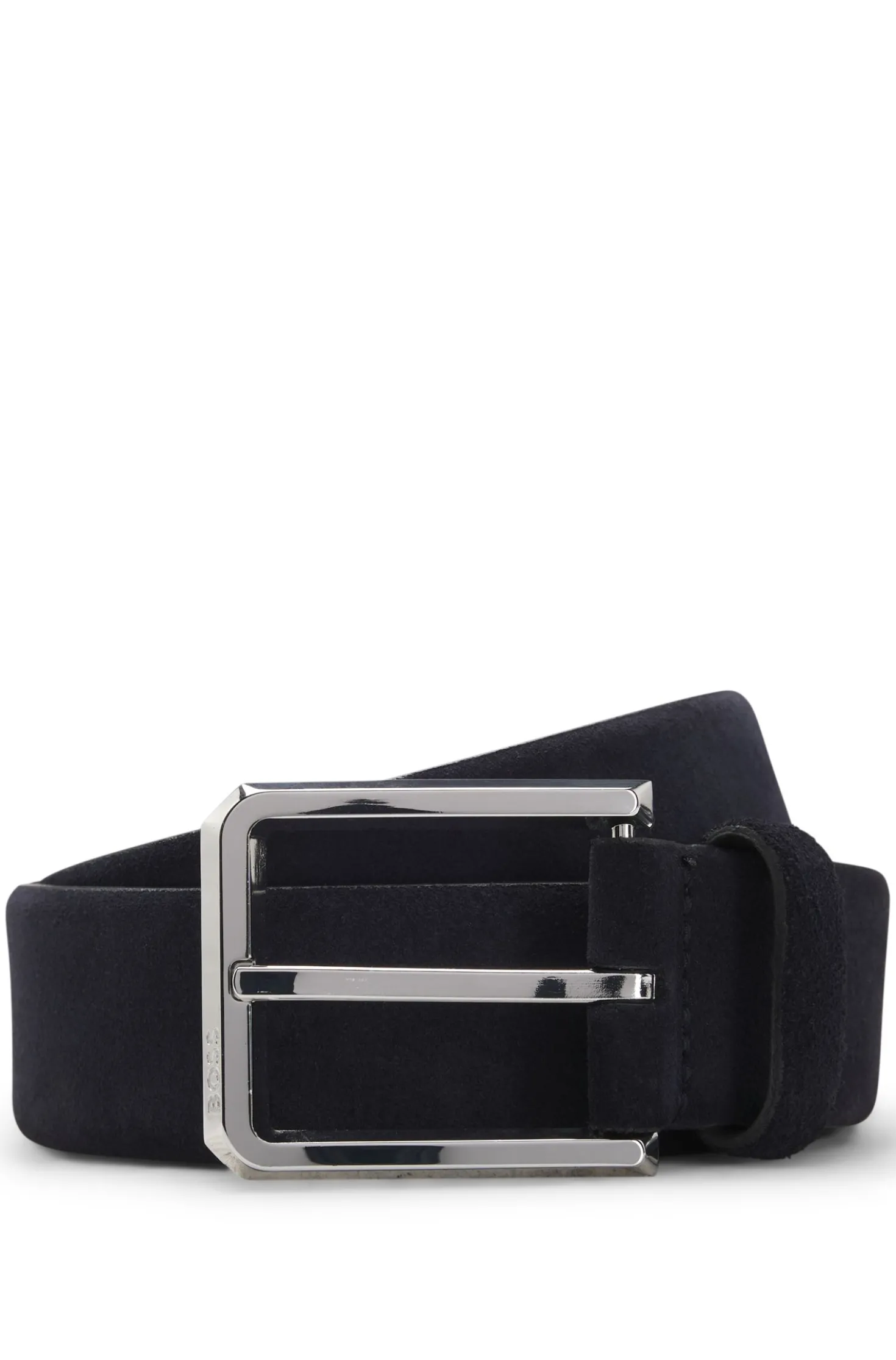 Suede belt with silver-tone buckle
