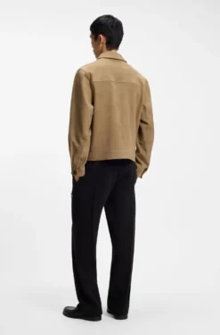 Suede jacket with stitched breast-pocket detail