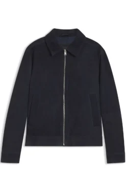 Suede leather jacket with zip closure