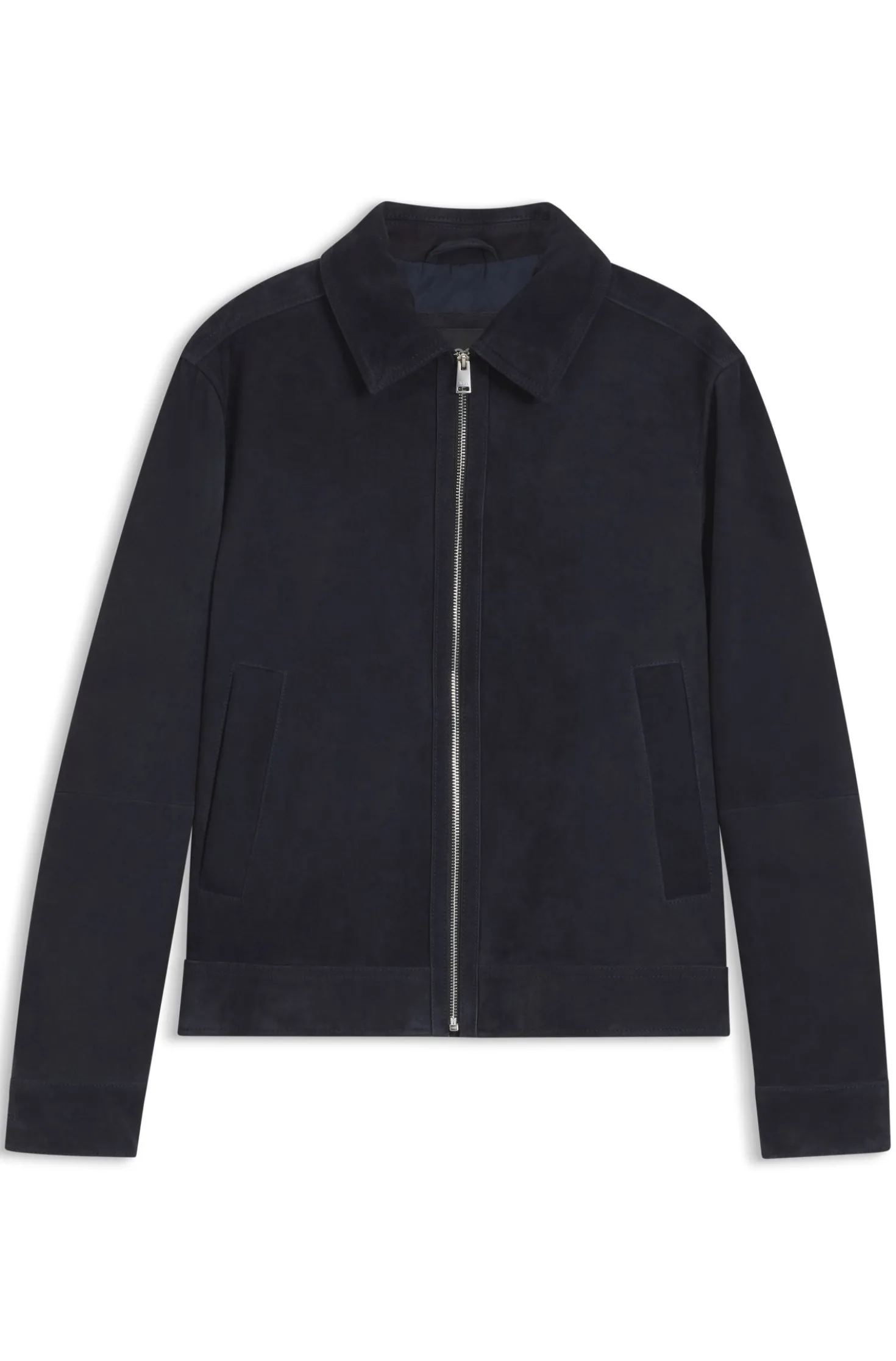 Suede leather jacket with zip closure