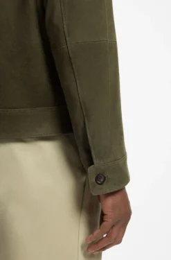 Suede leather jacket with zip closure