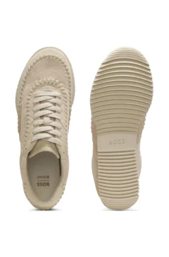 Suede-leather trainers with whipstitching