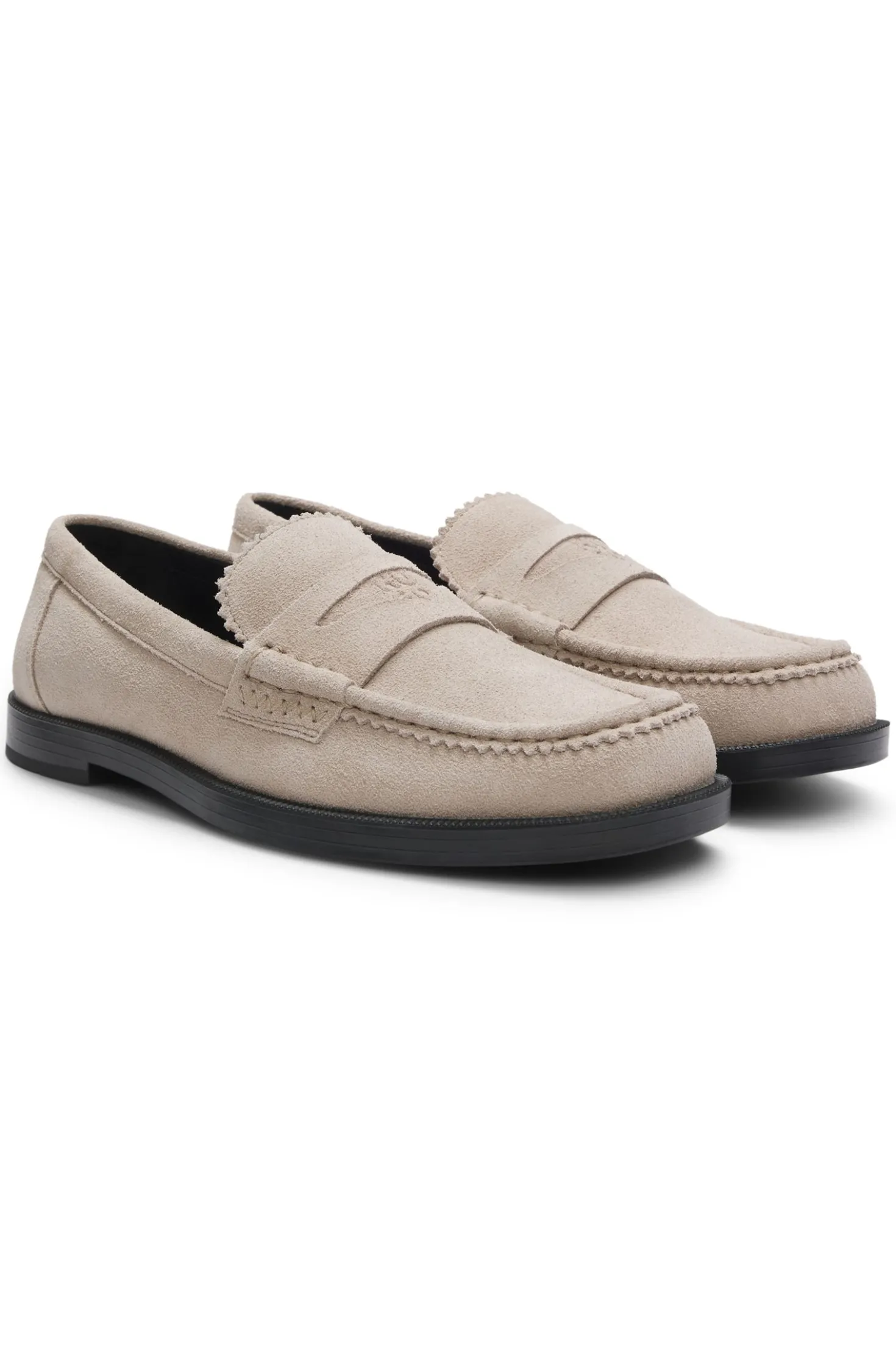 Suede loafers with branded penny trim