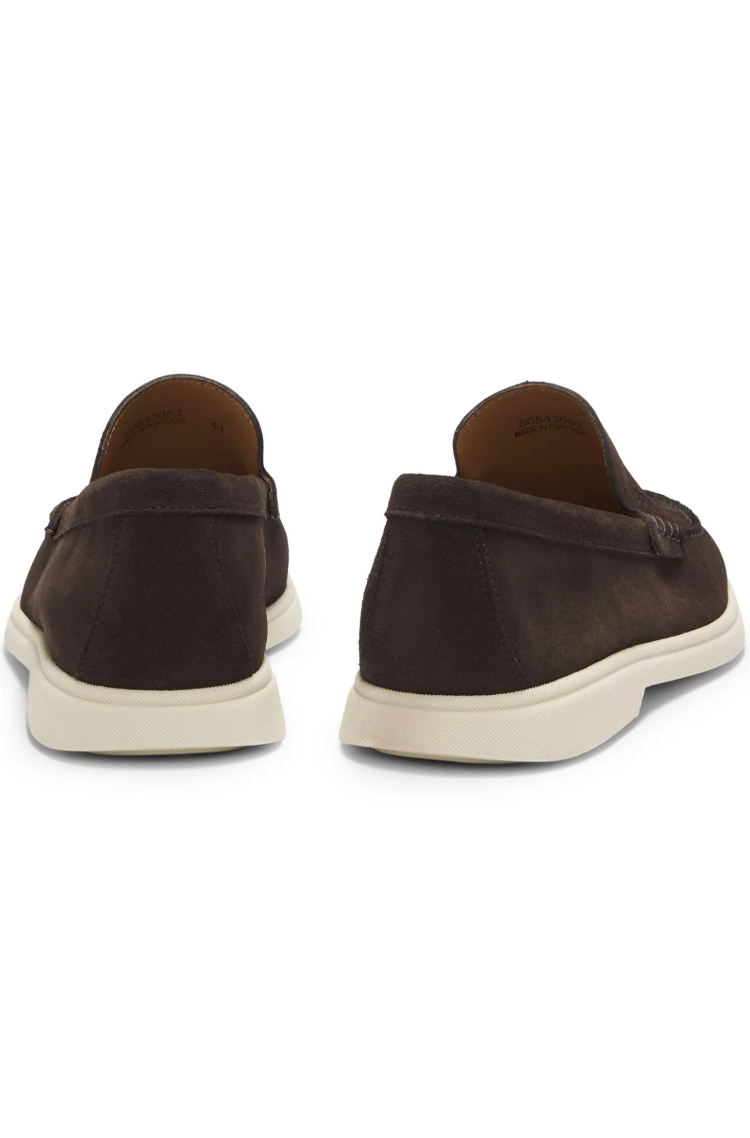 Suede loafers with embossed logo