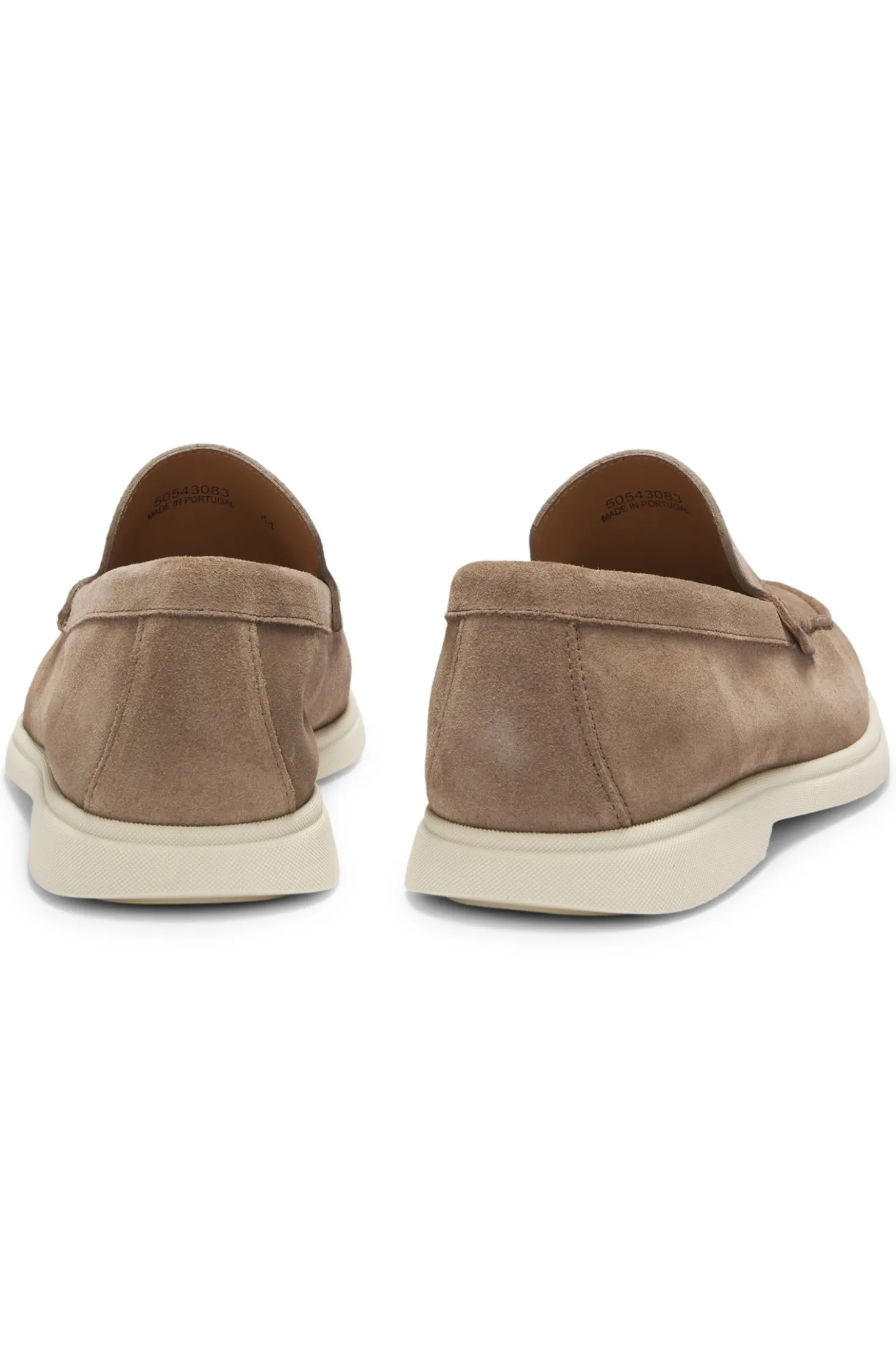 Suede loafers with embossed logo