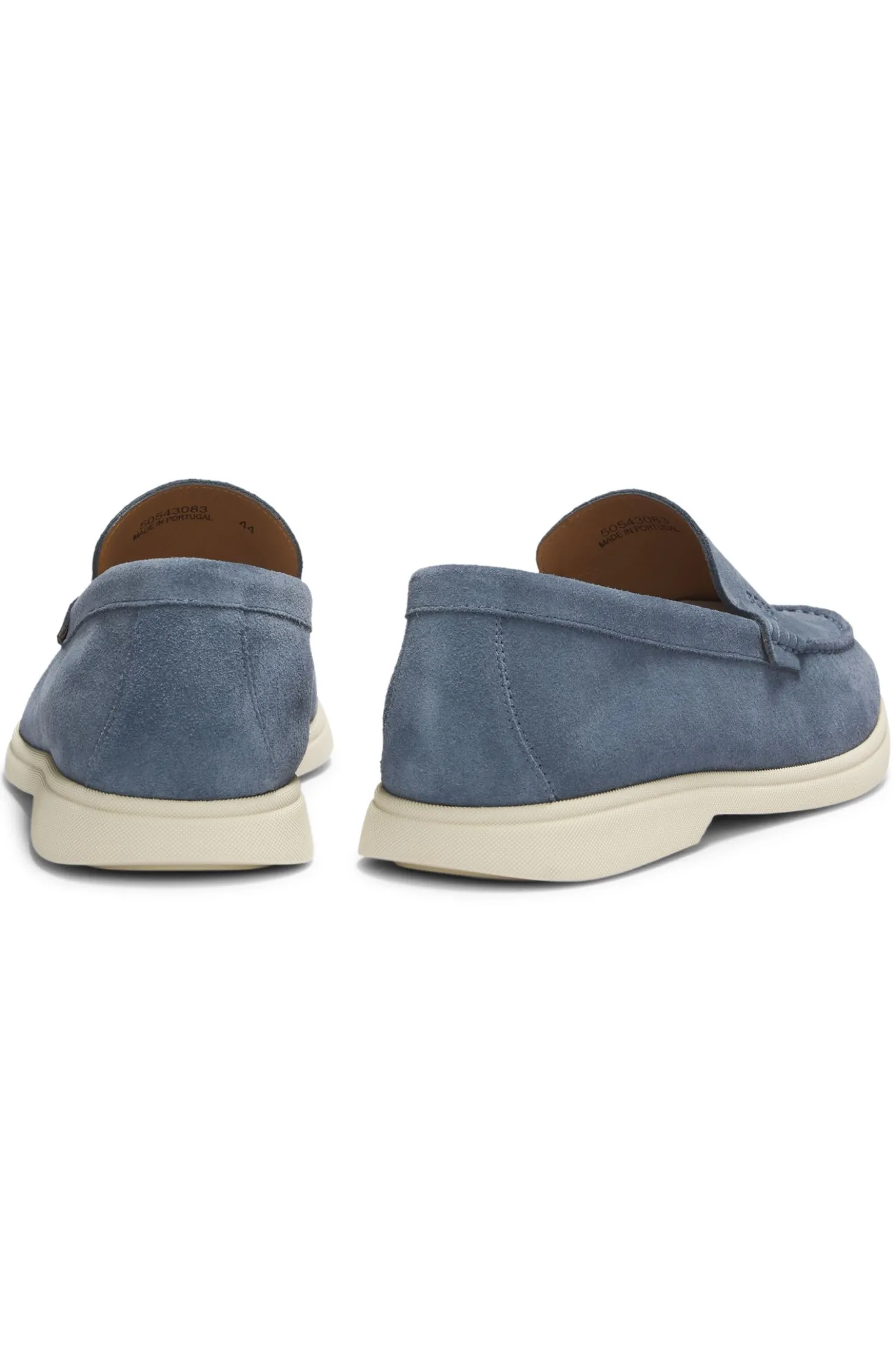 Suede loafers with embossed logo