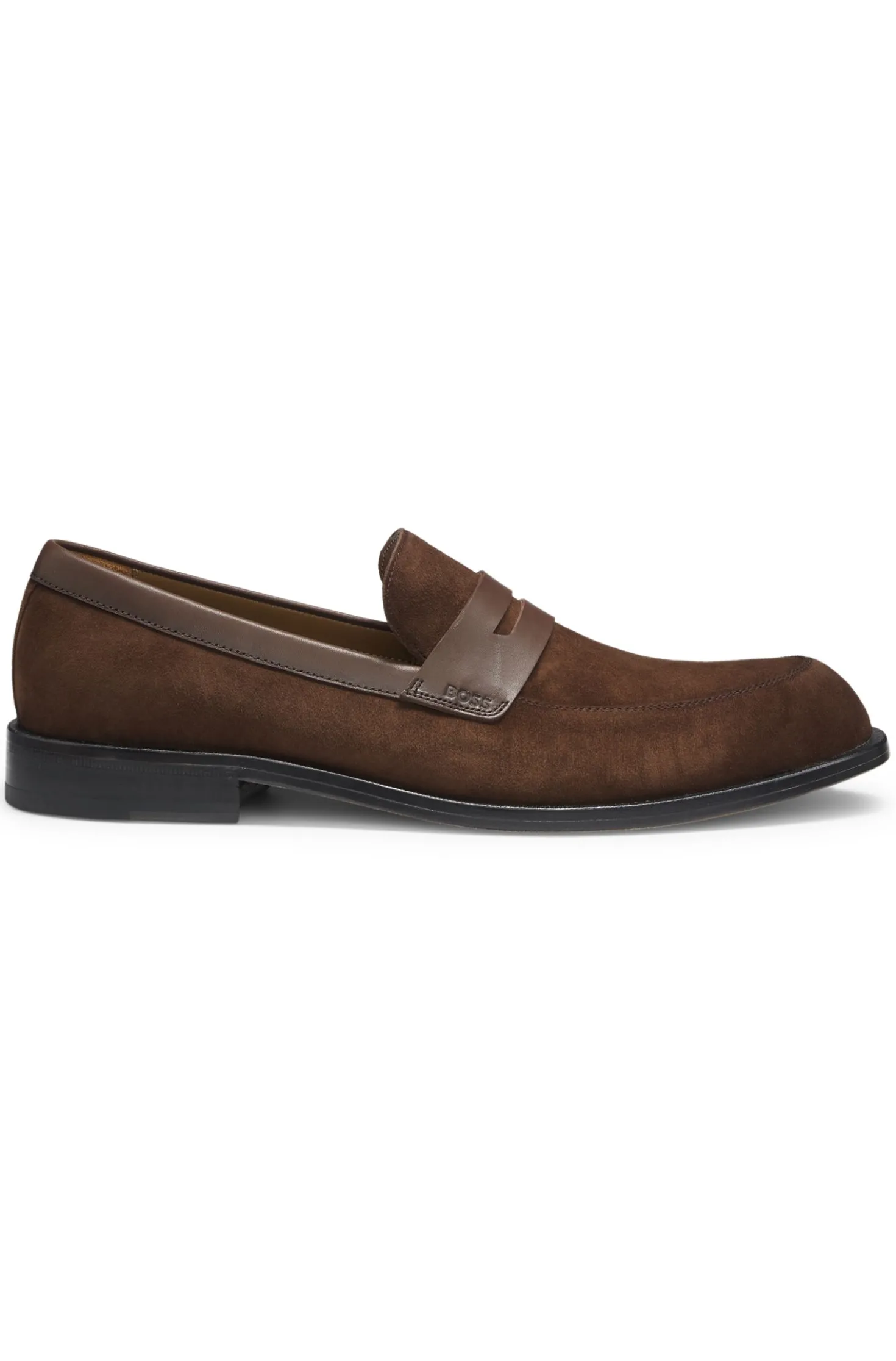 Suede loafers with leather trims