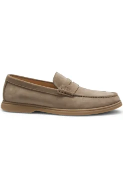 Suede loafers with logo penny trim