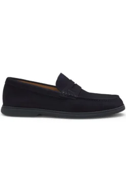 Suede loafers with logo penny trim