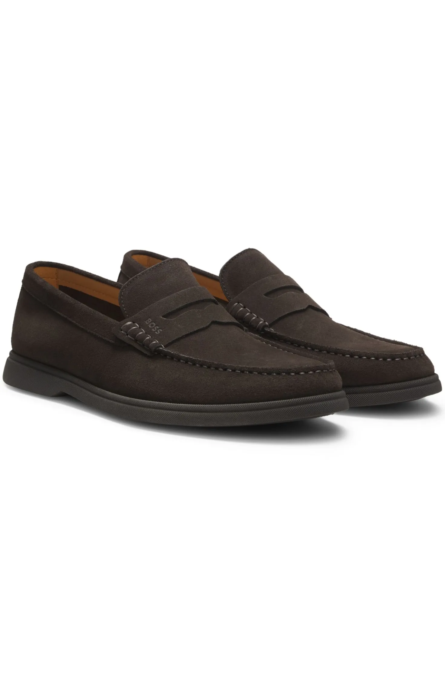 Suede loafers with logo penny trim