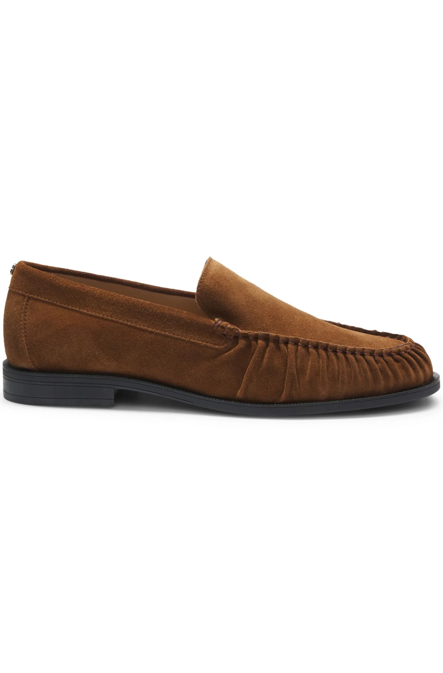 Suede loafers with ruched detail