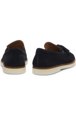 Suede loafers with tassel trim