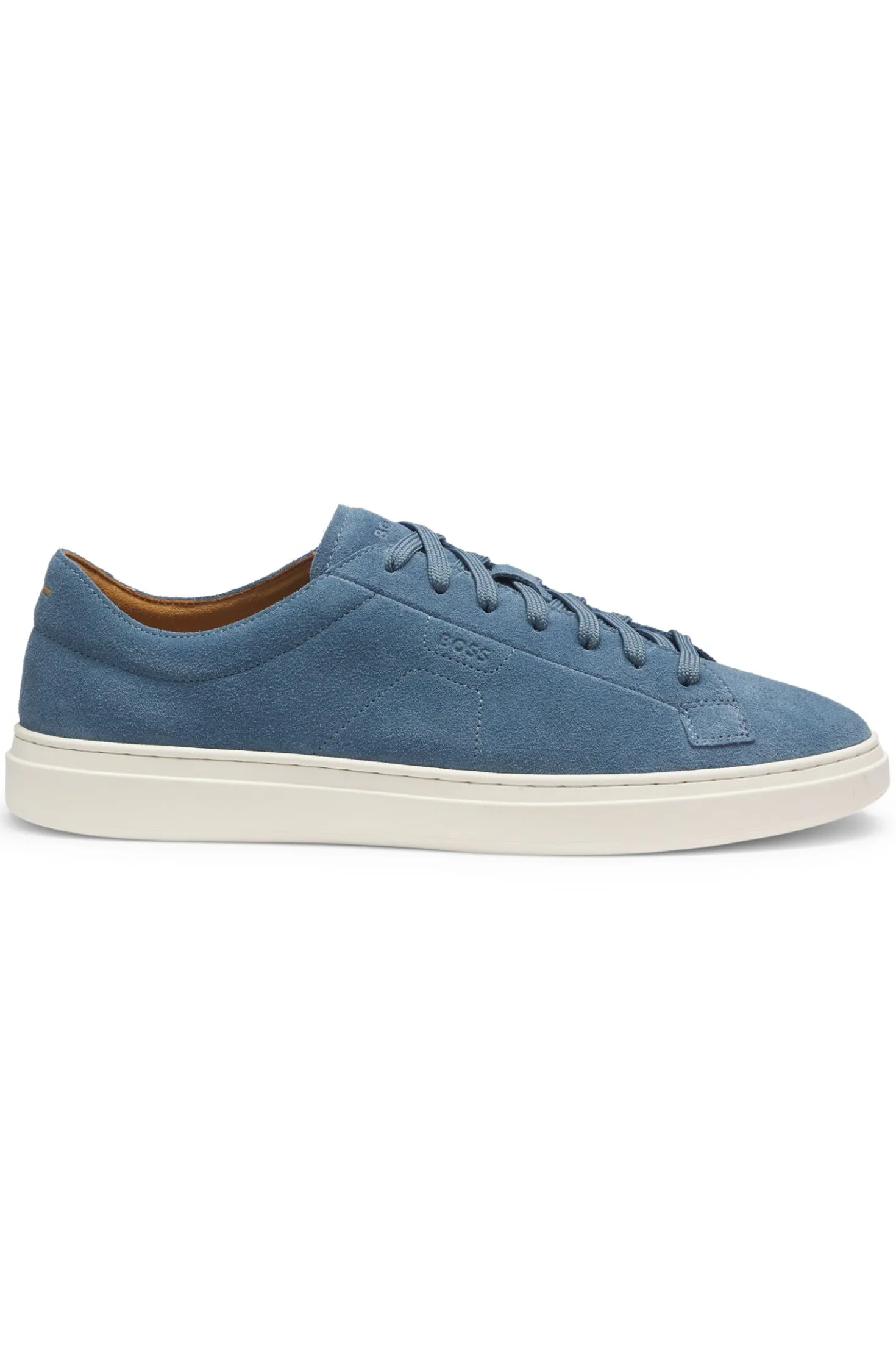 Suede trainers with embossed logo