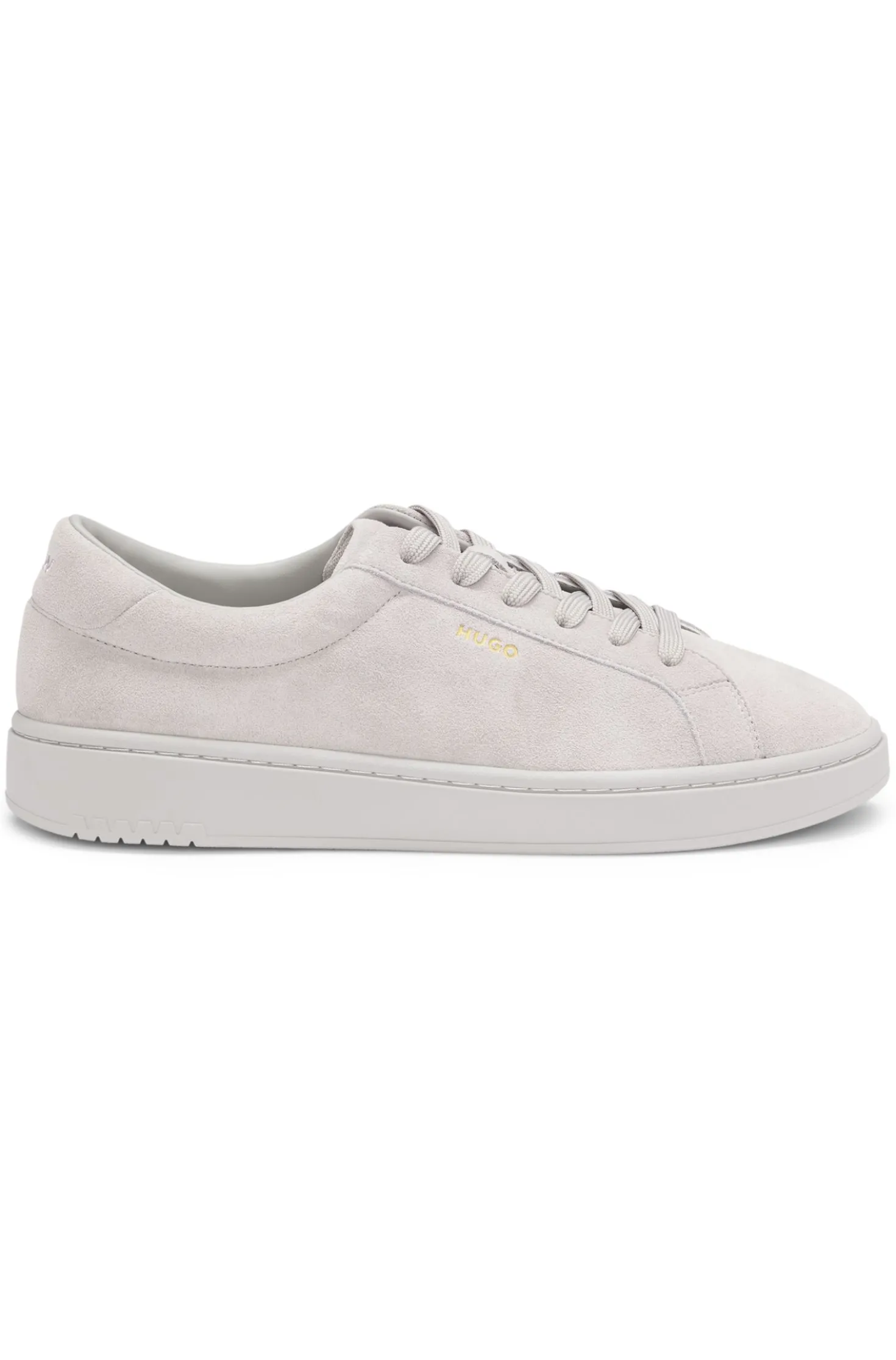 Suede trainers with gold-tone foil logo