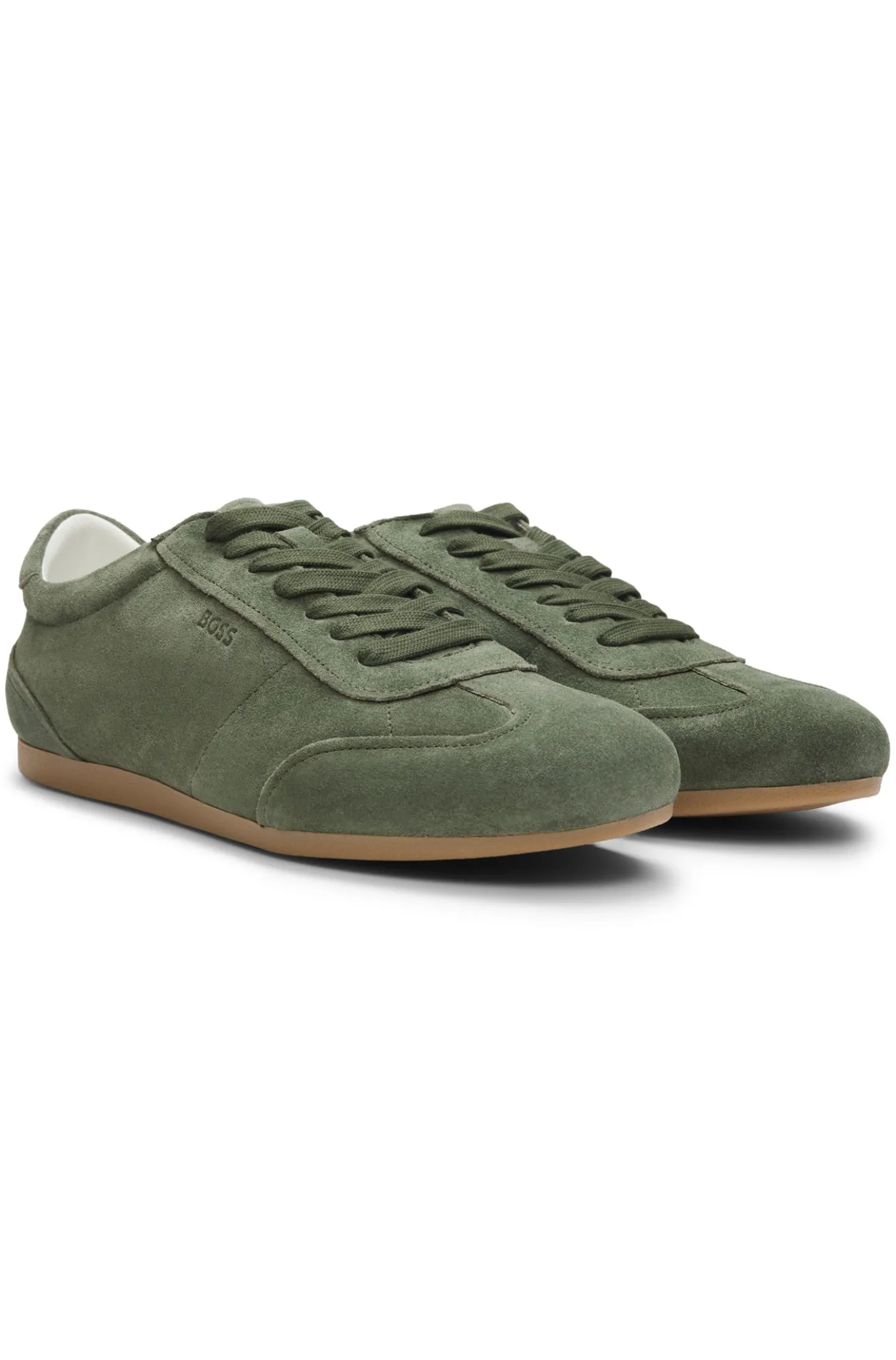 Suede trainers with logo details