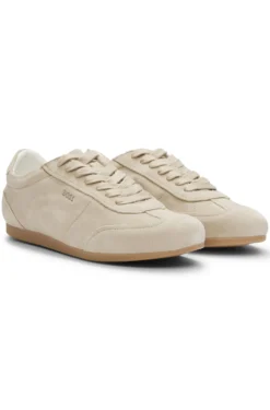 Suede trainers with logo details
