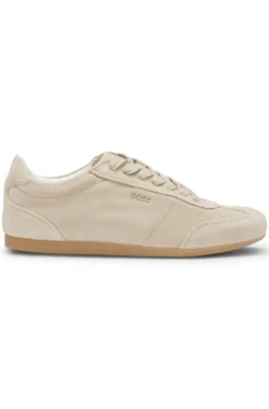 Suede trainers with logo details