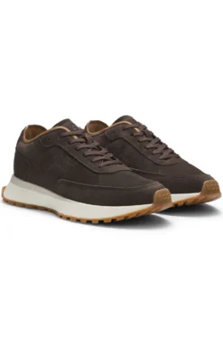 Suede trainers with perforations