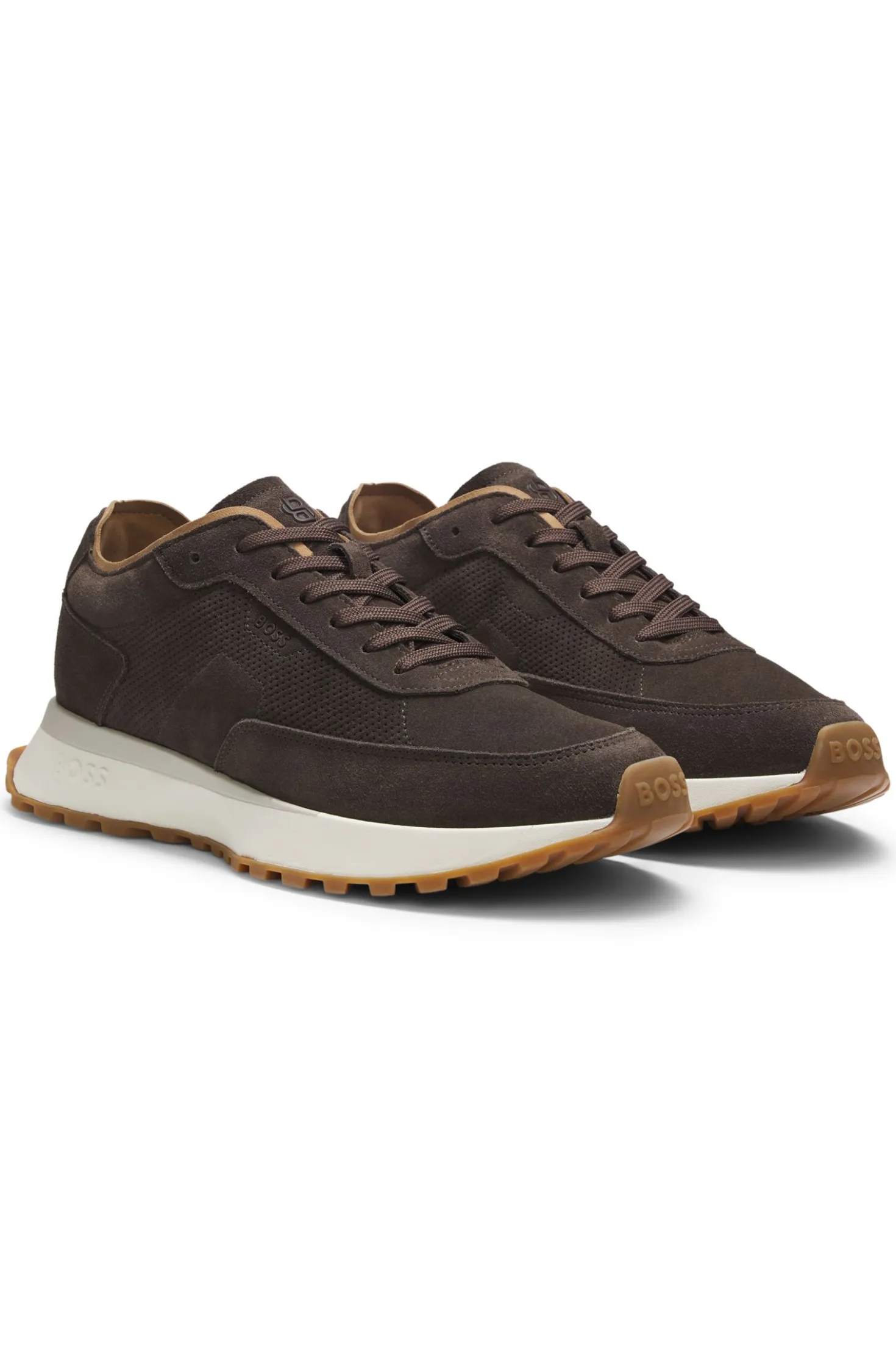 Suede trainers with perforations