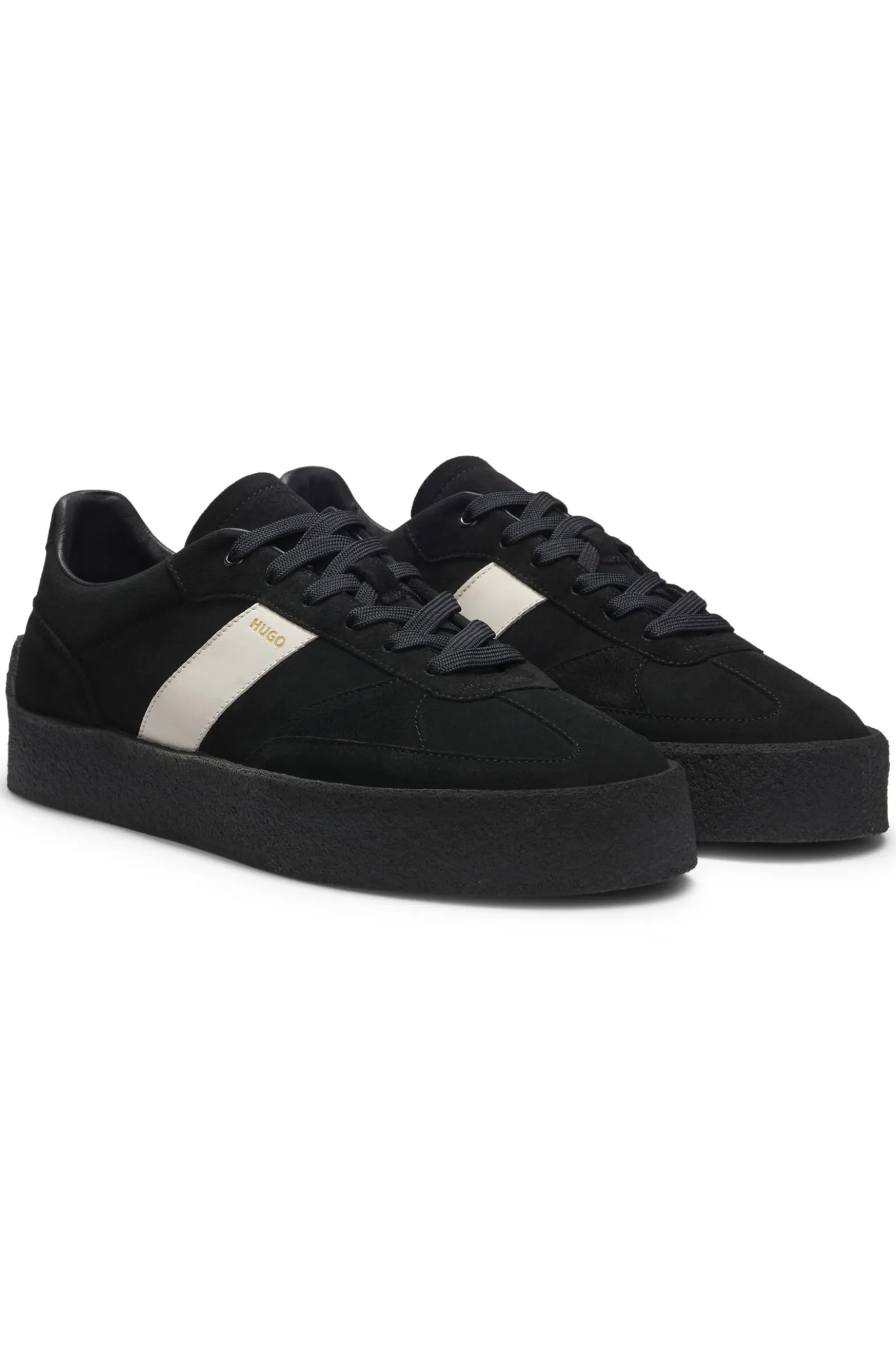 Suede trainers with side stripe