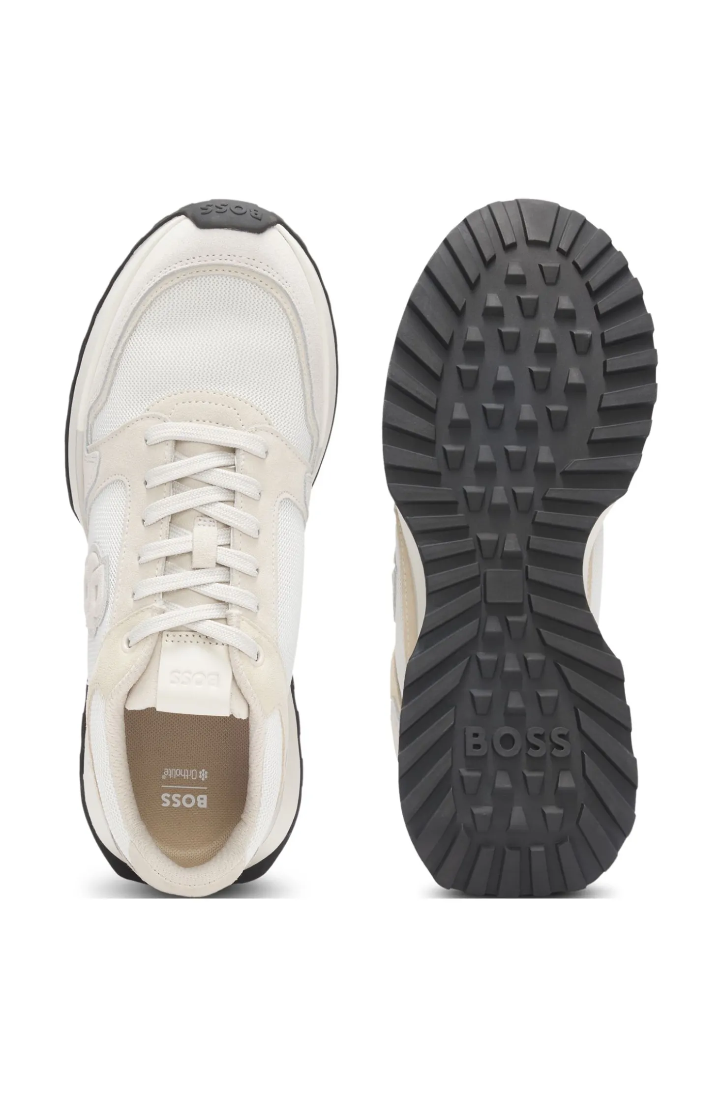 Suede-trim trainers with Double B monogram