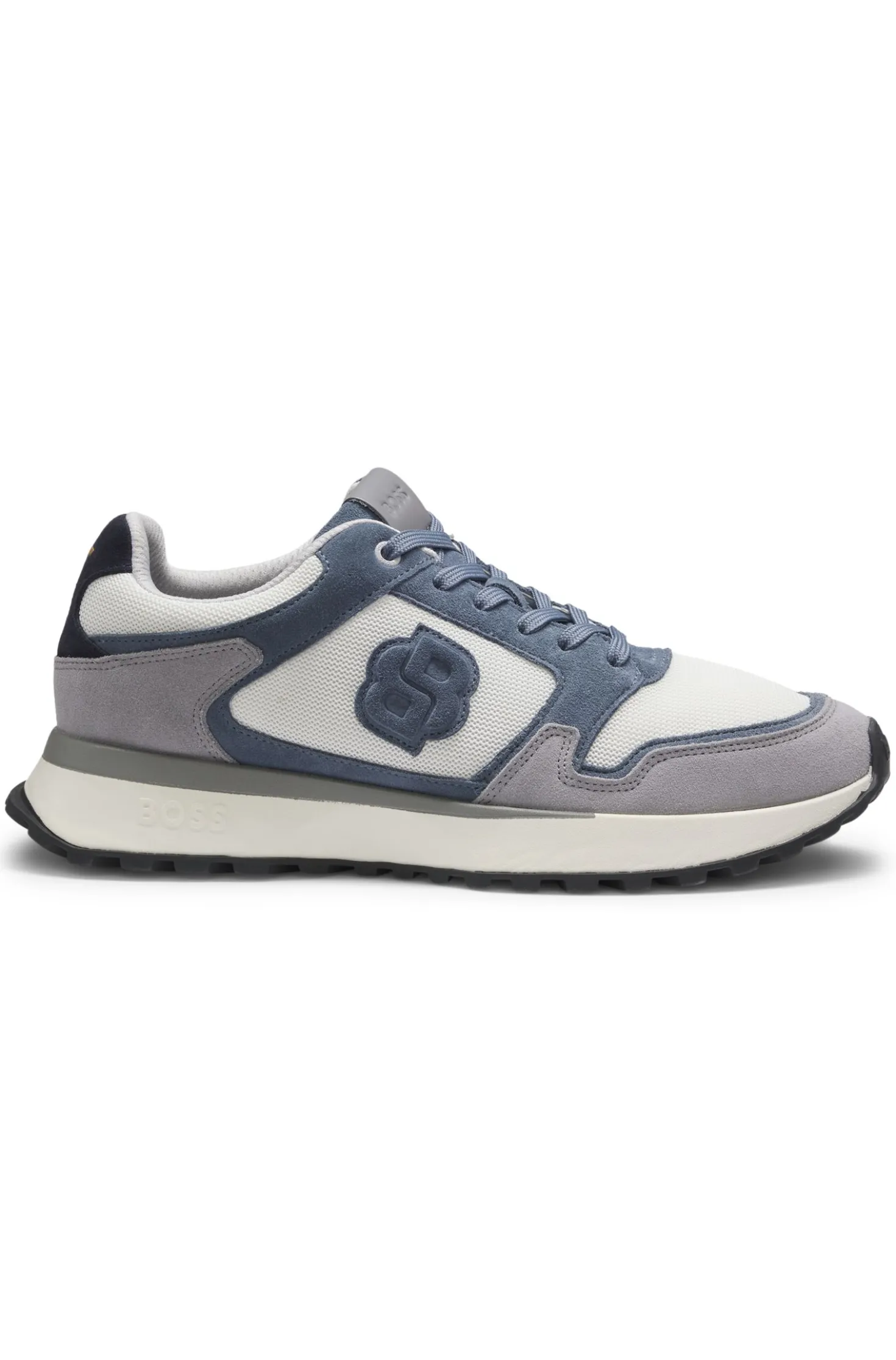 Suede-trim trainers with Double B monogram