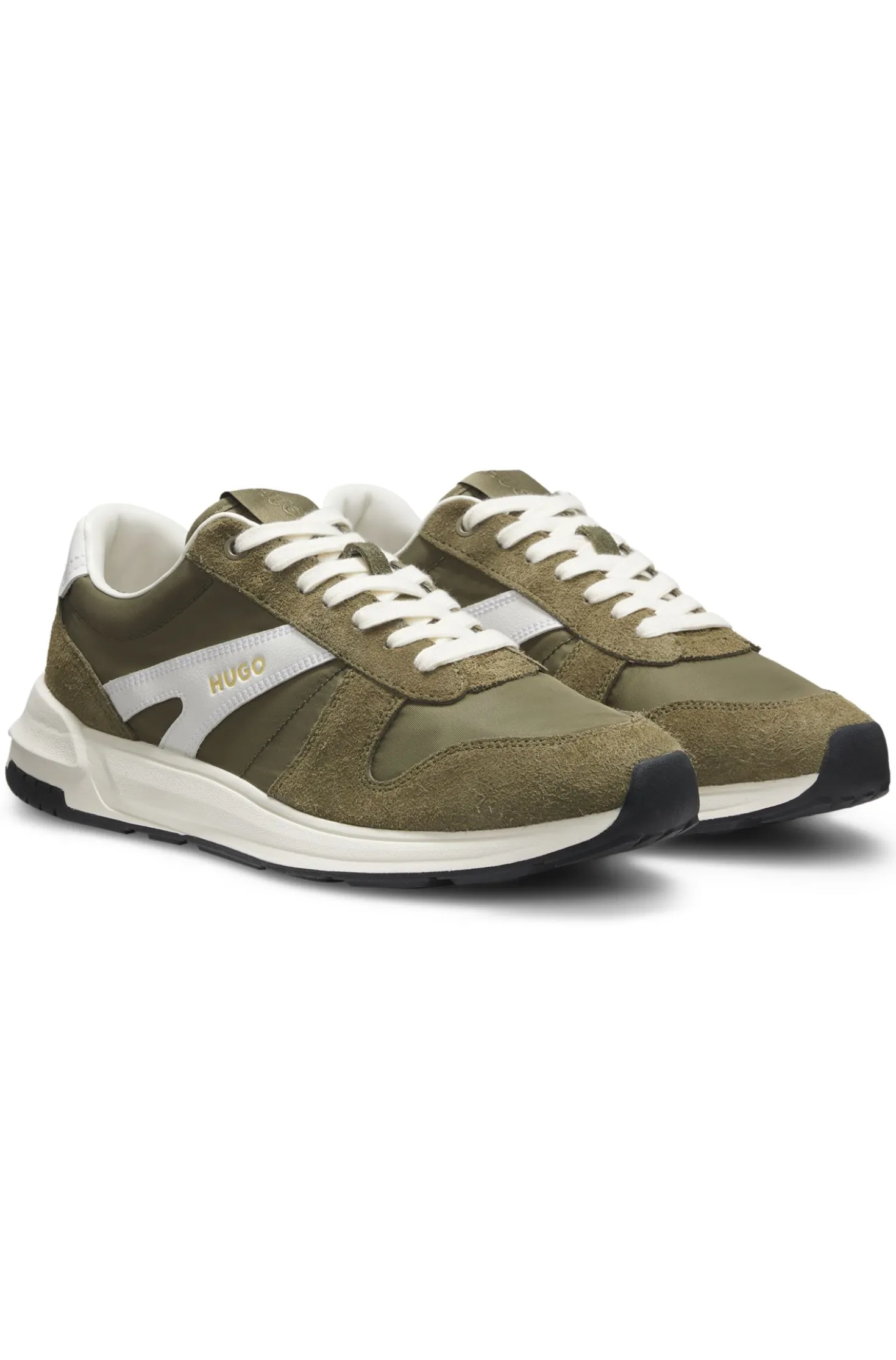 Suede-trim trainers with logo details