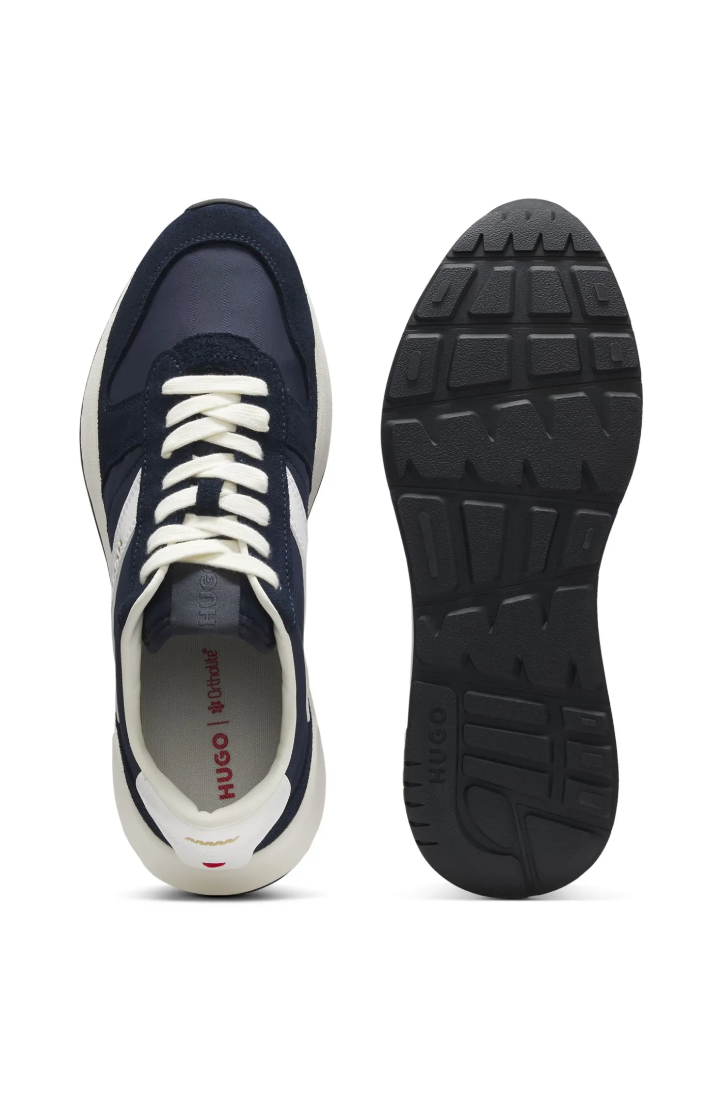 Suede-trim trainers with logo details