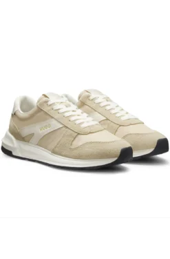 Suede-trim trainers with logo details