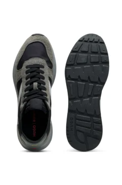 Suede-trim trainers with logo details